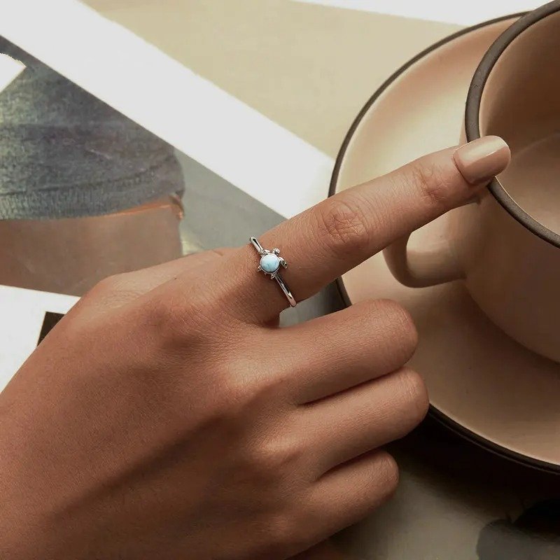 Offener Ring mit Meeresschildkrötenmotiv, verstellbarer Ring