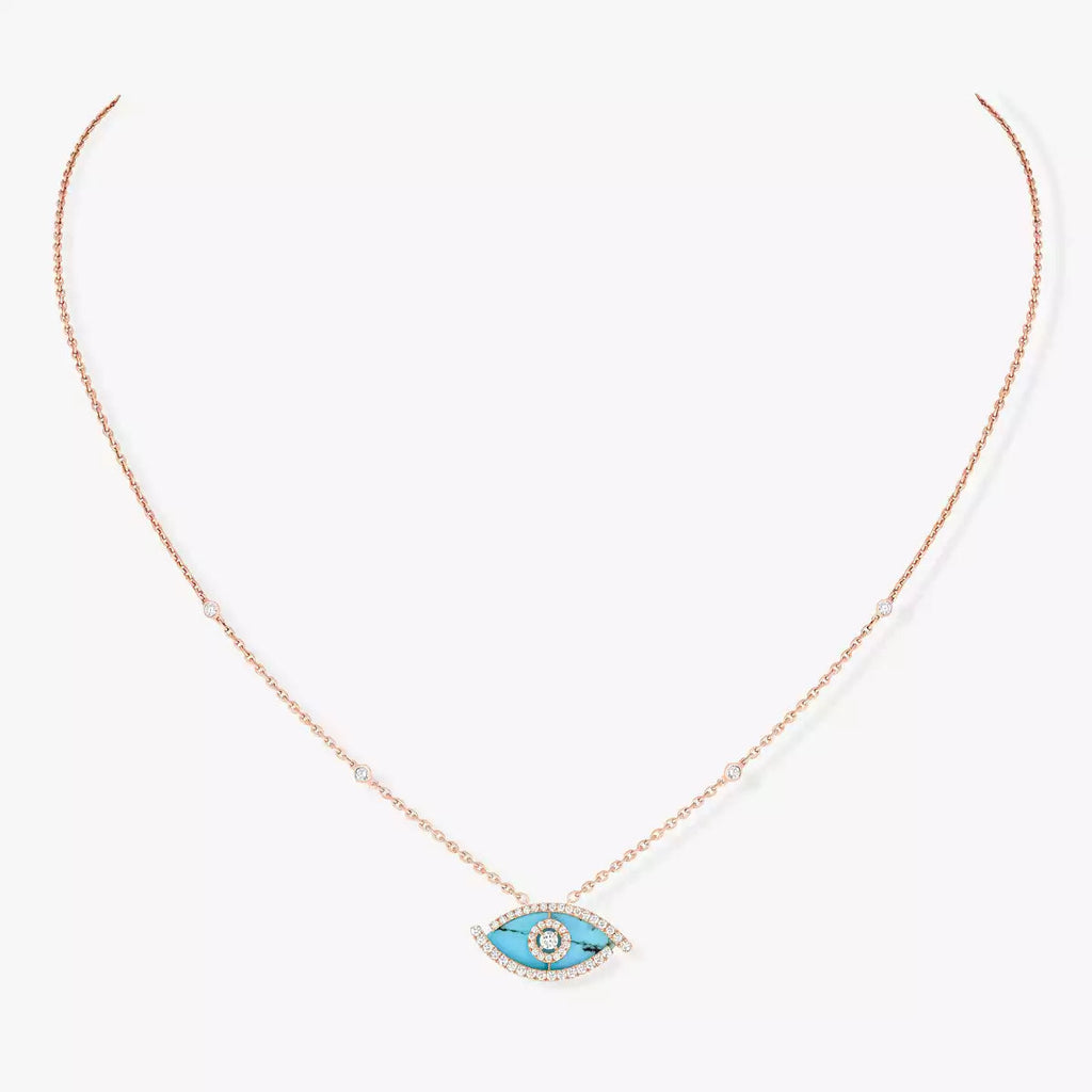 [Imperial Jewelrys]Lucky Eye Diamond Necklace in Rose Gold and Turquoise