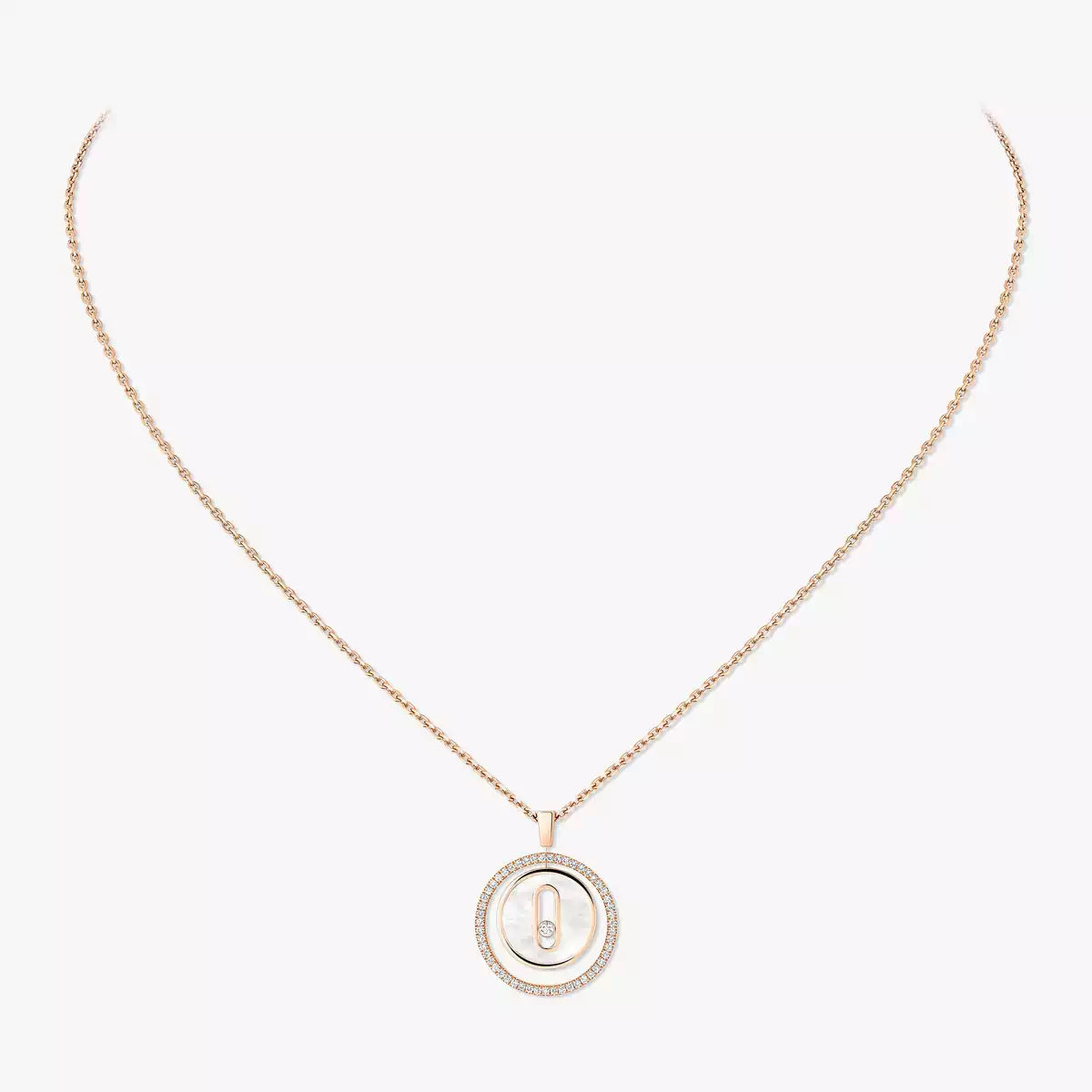 [Imperial Jewelrys]Lucky Move Diamond Necklace in Rose Gold and White Mother-of-Pearl