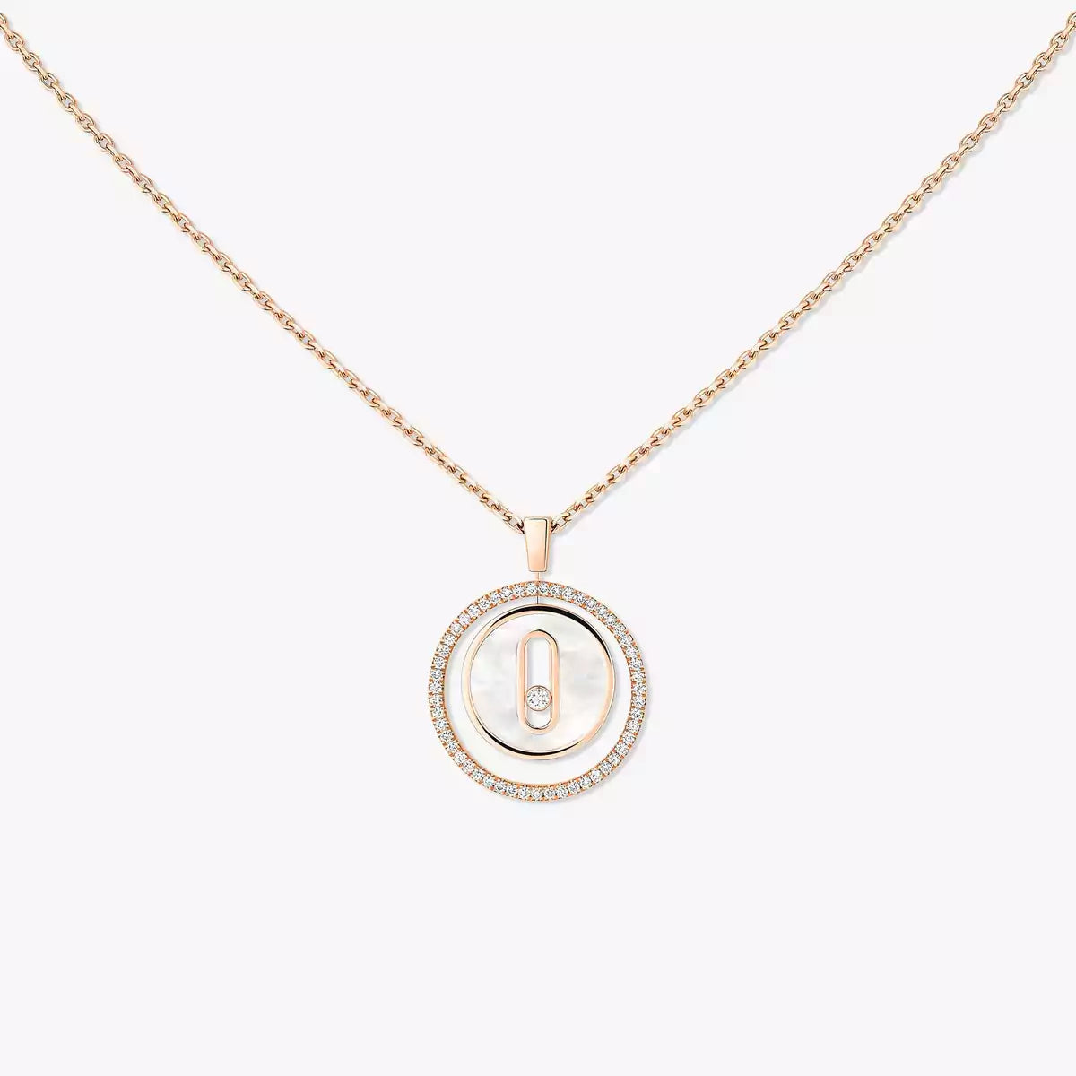 [Imperial Jewelrys]Lucky Move Diamond Necklace in Rose Gold and White Mother-of-Pearl