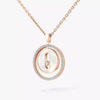[Imperial Jewelrys]Lucky Move Diamond Necklace in Rose Gold and White Mother-of-Pearl