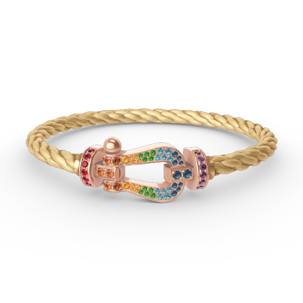 Lumi® FORCE Großes Hufeisen-Armband mit farbigen Diamanten in Roségold