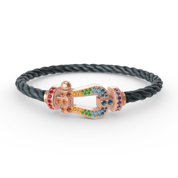 Lumi® FORCE Großes Hufeisen-Armband mit farbigen Diamanten in Roségold