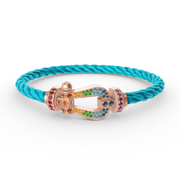 Lumi® FORCE Großes Hufeisen-Armband mit farbigen Diamanten in Roségold