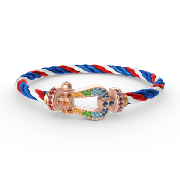 Lumi® FORCE Großes Hufeisen-Armband mit farbigen Diamanten in Roségold