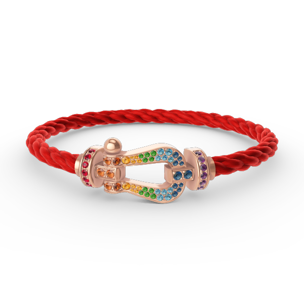 Lumi® FORCE Großes Hufeisen-Armband mit farbigen Diamanten in Roségold