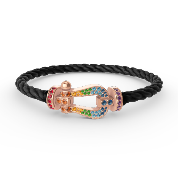 Lumi® FORCE Großes Hufeisen-Armband mit farbigen Diamanten in Roségold
