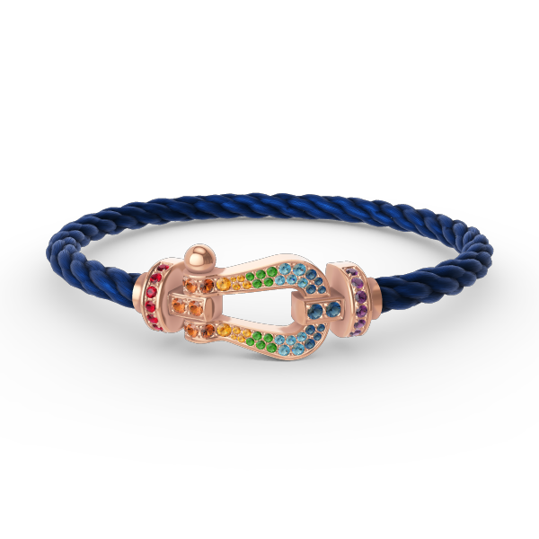 Lumi® FORCE Großes Hufeisen-Armband mit farbigen Diamanten in Roségold