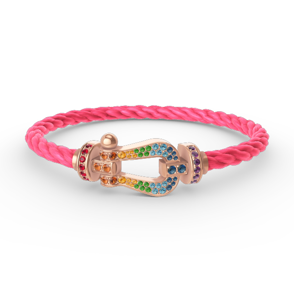 Lumi® FORCE Großes Hufeisen-Armband mit farbigen Diamanten in Roségold