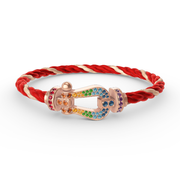 Lumi® FORCE Großes Hufeisen-Armband mit farbigen Diamanten in Roségold