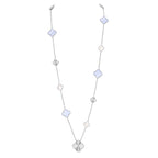 [Lumi jewelry]DETACHABLE CLOVER 15(11+4) FLOWER SILVER NECKLACE SET