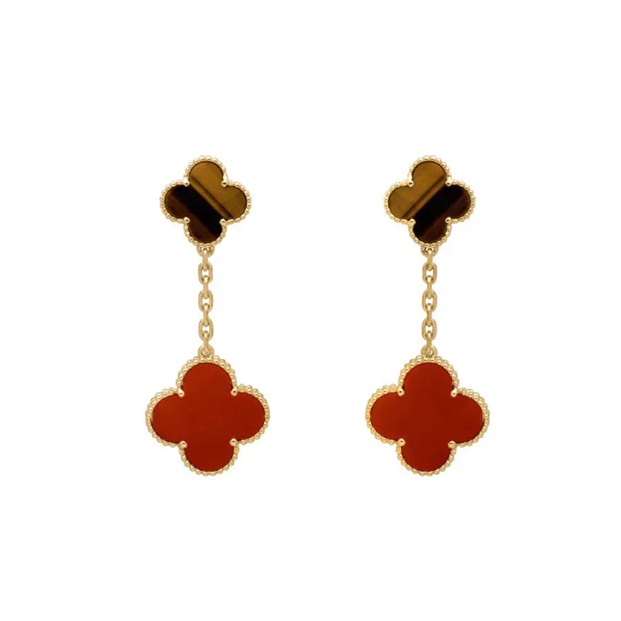 ¡®Lumi¡¯CLOVER  2 MOTIF  TIGER EYE CARNELIAN EARRINGS