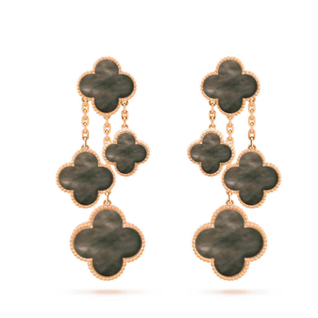 ¡®Lumi¡¯CLOVER EARRINGS DARK MOP 4 MOTIFS ROSE GOLD