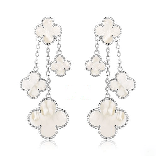 ¡®Lumi¡¯CLOVER EARRINGS WHITE MOP 4 MOTIFS SILVER