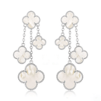 ¡®Lumi¡¯CLOVER EARRINGS WHITE MOP 4 MOTIFS SILVER