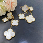 ¡®Lumi¡¯CLOVER EARRINGS WHITE MOP 4 MOTIFS GOLD