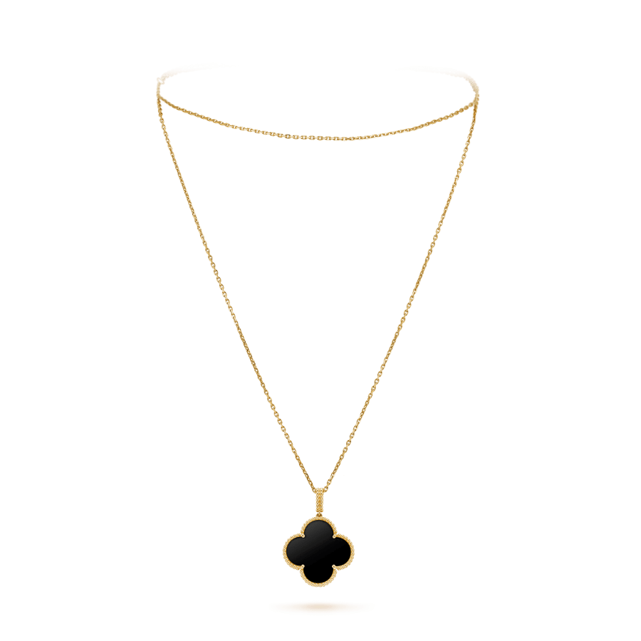 Lumi® CLOVER 25MM GOLD ONYX GROSSE KLEE-HALSKETTE