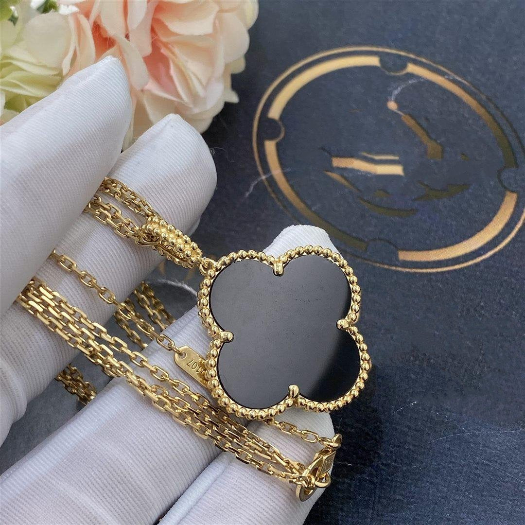 Lumi® CLOVER 25MM GOLD ONYX GROSSE KLEE-HALSKETTE