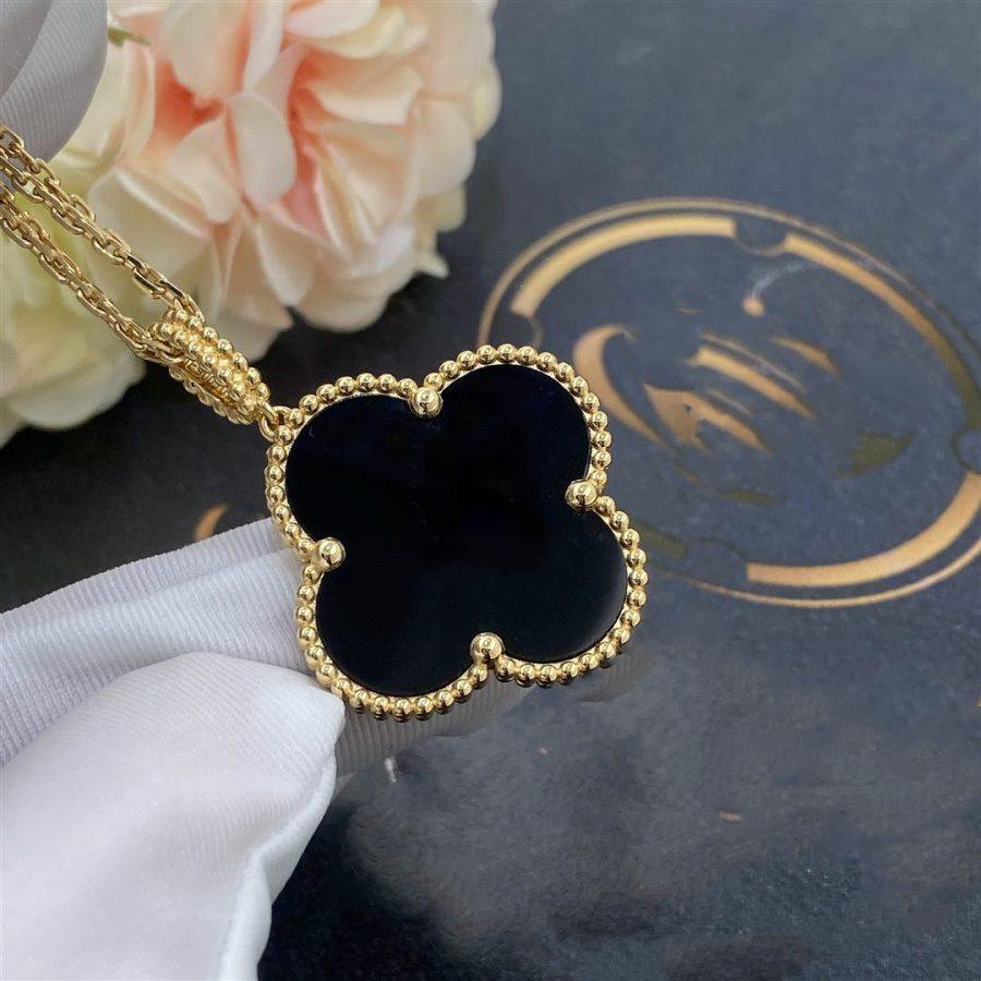Lumi® CLOVER 25MM GOLD ONYX GROSSE KLEE-HALSKETTE