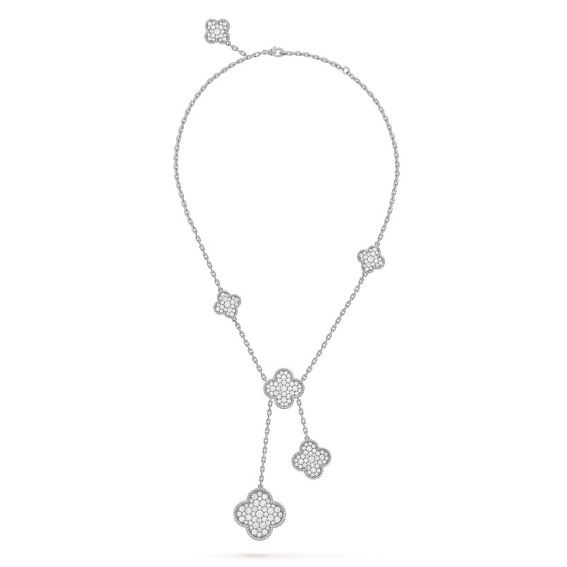 ¡®Lumi¡¯CLOVER 5 MOTIFS SILVER DIAMONDS NECKLACE