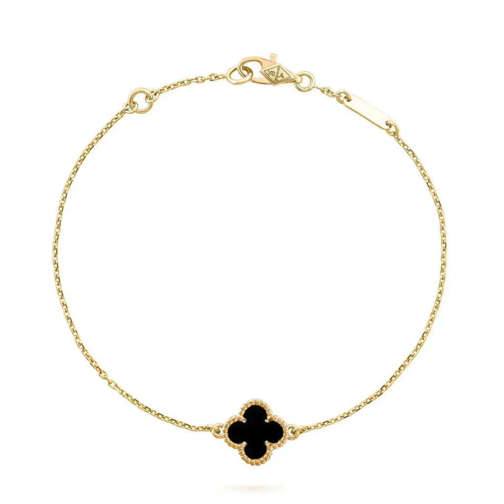 ¡®Lumi¡¯CLOVER ONYX SINGLE FLOWER BRACELET