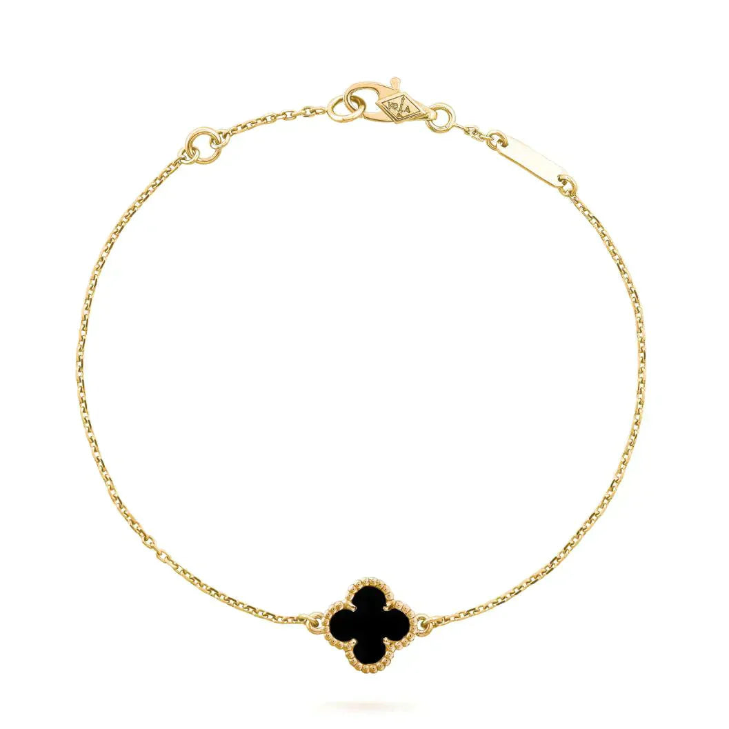 ¡®Lumi¡¯CLOVER ONYX SINGLE FLOWER BRACELET