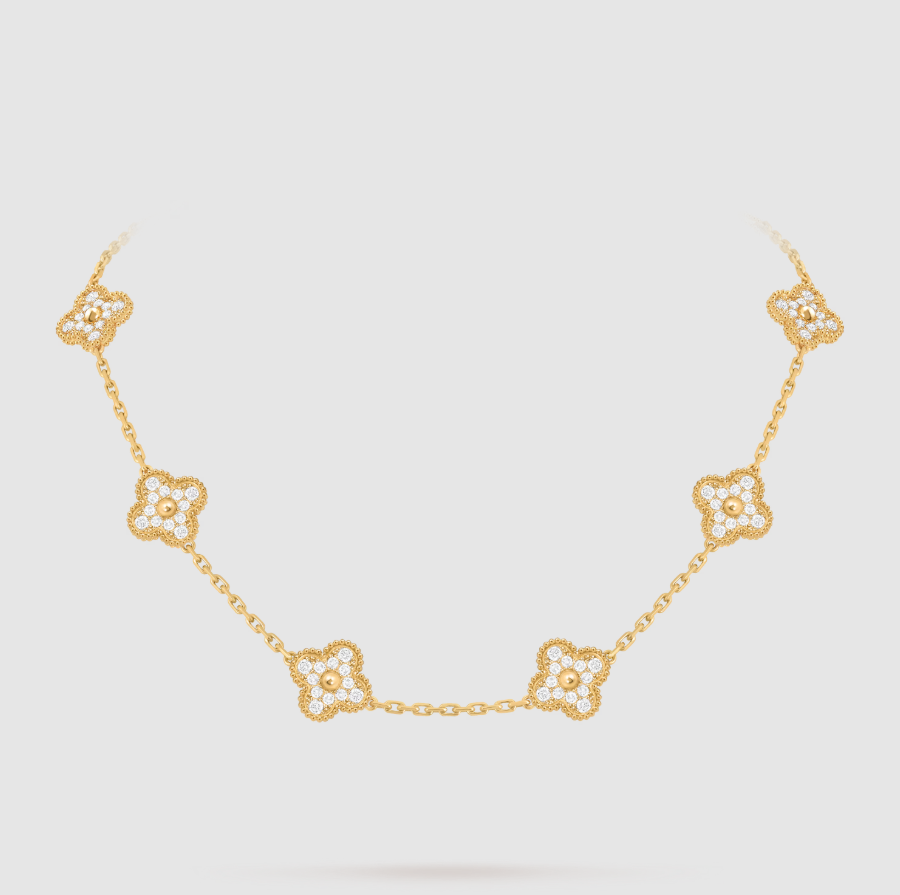 [¡®Lumi¡¯]CLOVER 10 MOTIFS FULL DIAMOND NECKLACE