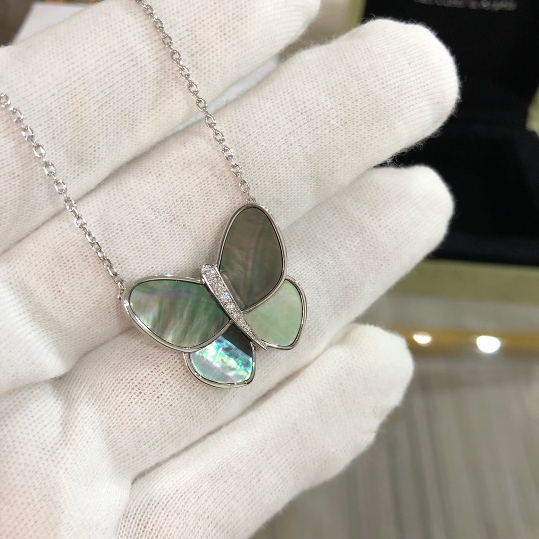 Lumi® Großer Schmetterlingsanhänger aus Silber mit Diamanten