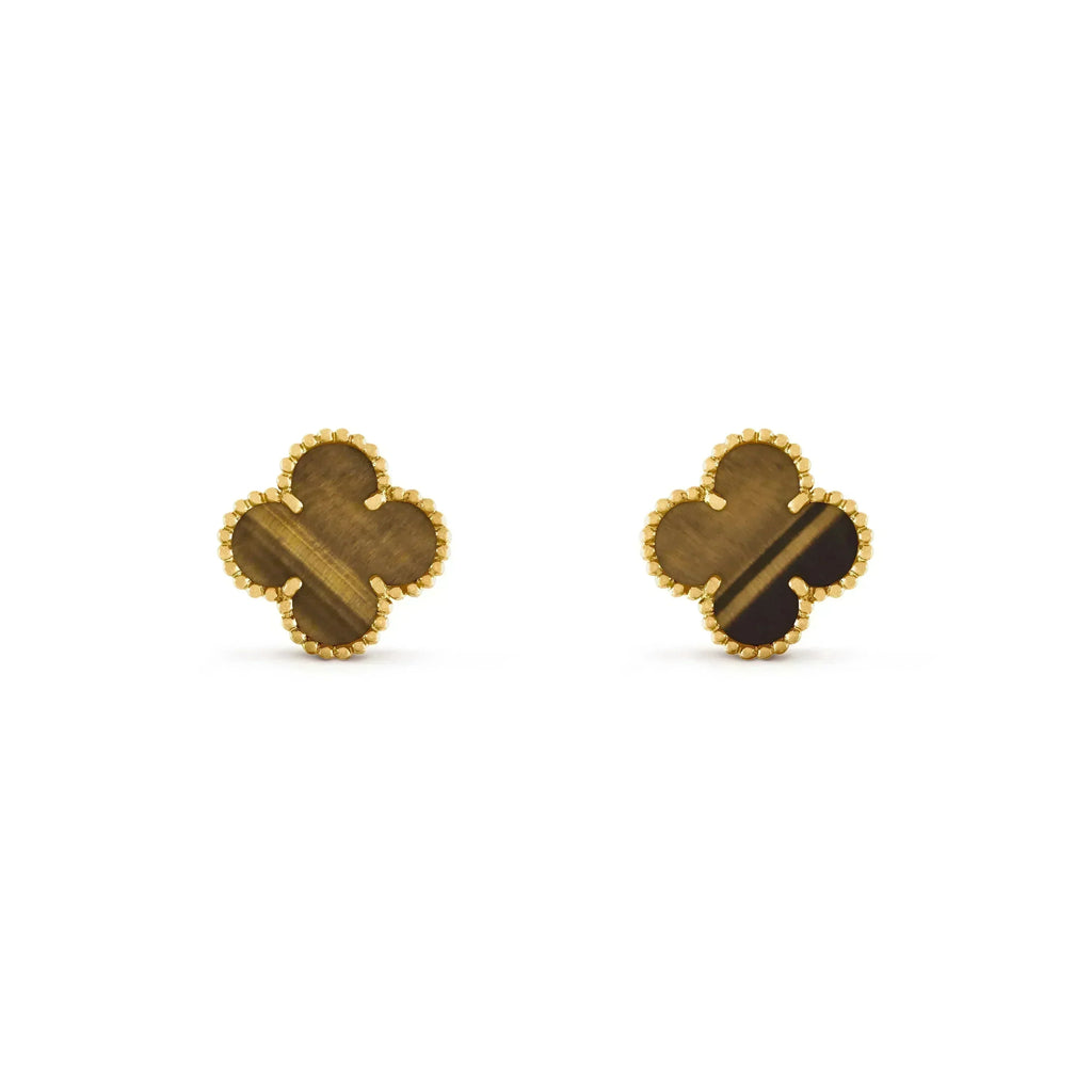¡®Lumi¡¯CLOVER MEDIUM 1 MOTIFS TIGER EYE EARRINGS