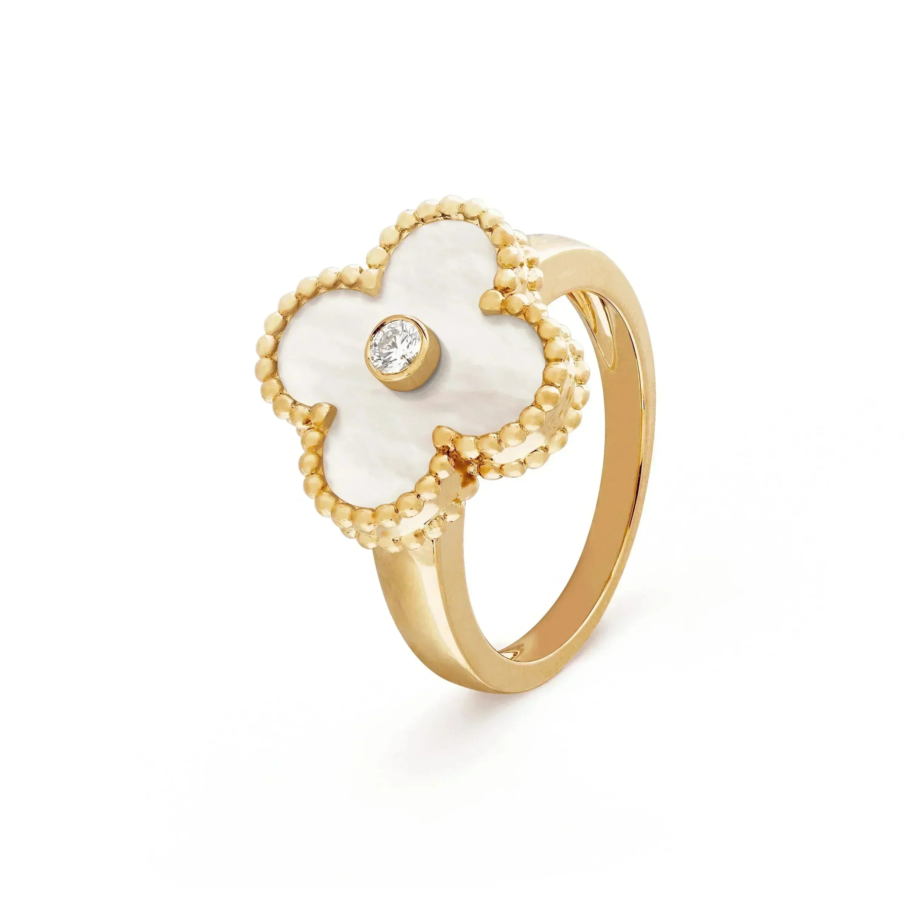 ¡®Lumi¡¯CLOVER PINK MOP RING GOLD DIAMOND